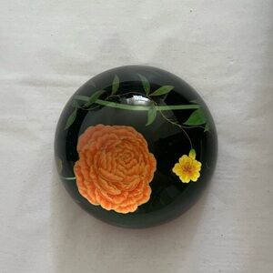 Elegant Floral Glass Art Piece - Orange and Yellow
